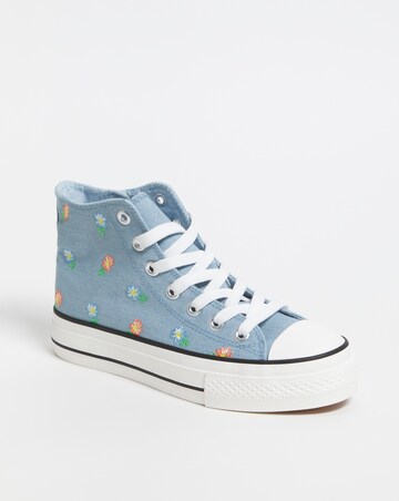 Hola Hi Top Embroided Trainer - Wide Fit (E)