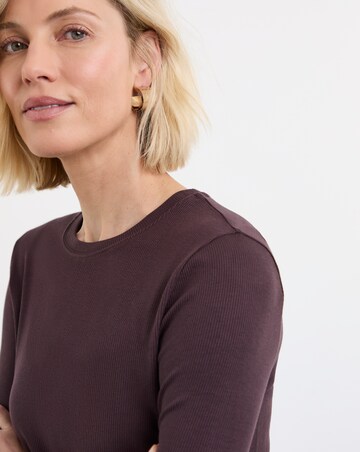 Ribbed Crew Neck Long Sleeve Top