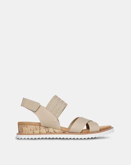 Skechers Natural Bobs Desert Kiss Mesh Strap Sandals- Wide Fit (E)