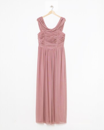 Little Mistress Bardot Split Front Maxi Occasion Dress