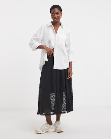 Black Lace Godet Skirt