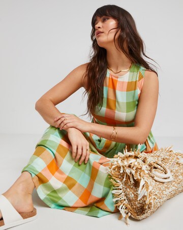 Native Youth Multi Check Sleeveless Midi Dress