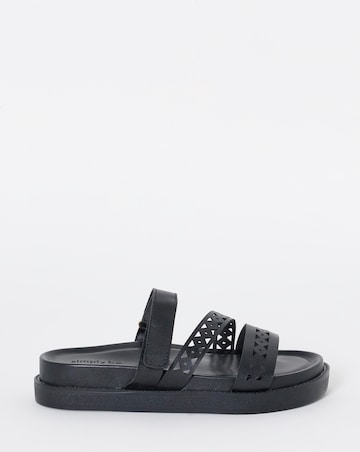 Cyra Laser Cut Detail Footbed Sandals - Wide Fit (E)