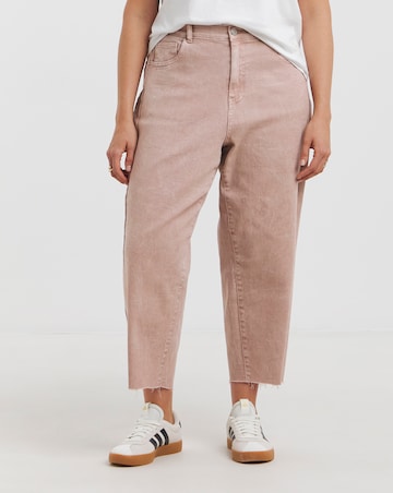 Simply Be Salt Pink Denim Cropped Barrel Jeans