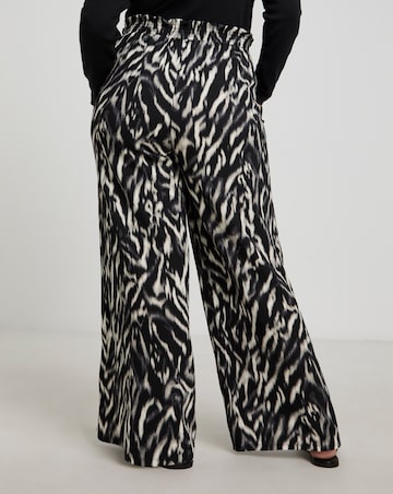 Abstract Print Waffle Wide Leg Trousers