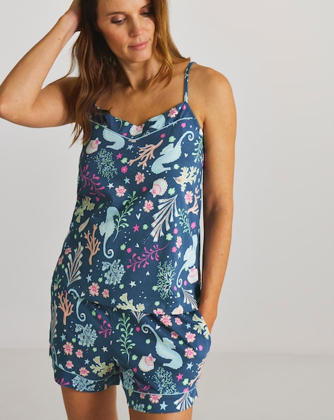 Pretty Secrets Cotton Cami Pyjama Short Set Seahorse Print