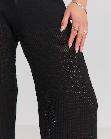 Black Crochet Wide Leg Trousers