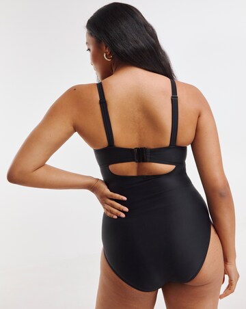 Figleaves Tailor Twist Underwired Bandeau Tummy Control Swimsuit- Longer Length