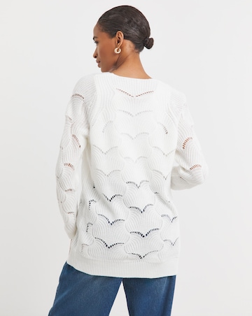 White V-neck Open Stitch Tunic
