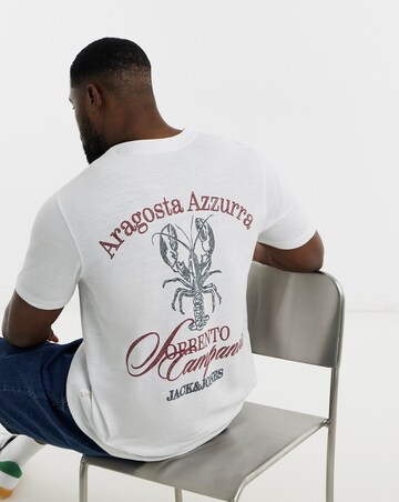 Jack & Jones Cassis Sketch Back Print T-Shirt - White