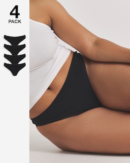 Pretty Secrets (4 Pack) Value Cotton Thongs Black