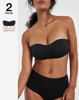 MAGISCULPT (2 Pack) Moulded Bandeau Wired Padded Bras (A-DD) Black/Blush