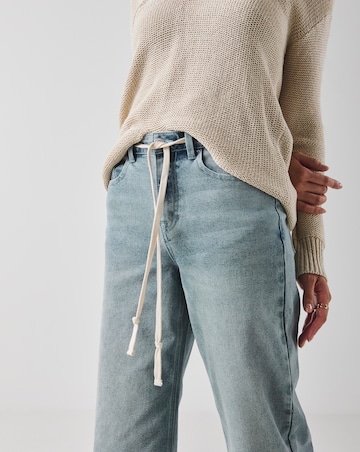 Light Blue Tie Front Wide Leg Jeans