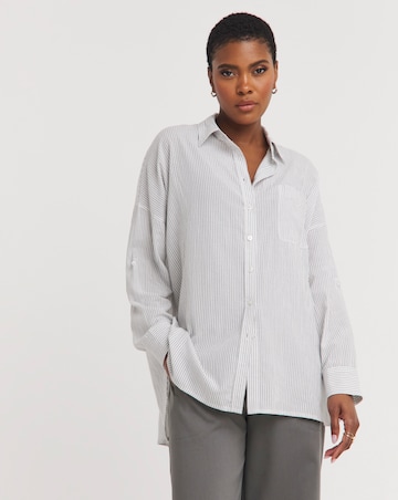 Washed Stripe Cotton Mix Long Sleeved Shirt