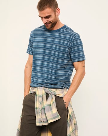 FatFace Ripon Jacquard Stripe Tee (Regular & Tall) - Navy