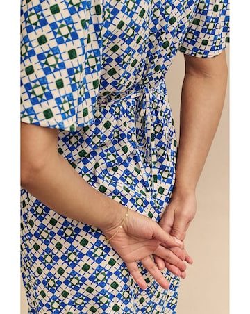 Nobody's Child Blue Geometric Dee Dee Midi Dress