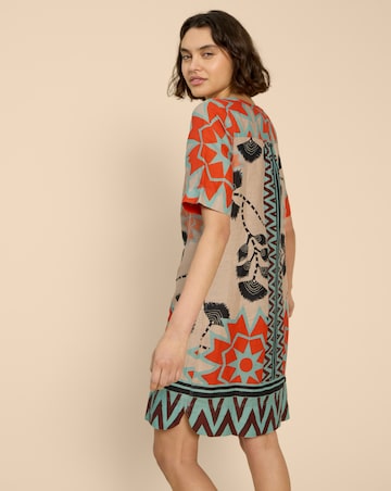 White Stuff June Linen Blend Shift Dress
