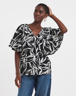 V Neck Cape Angel Sleeve Top