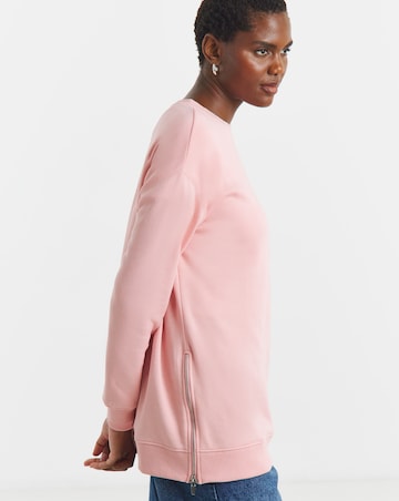 Side Zip Longline Sweatshirt