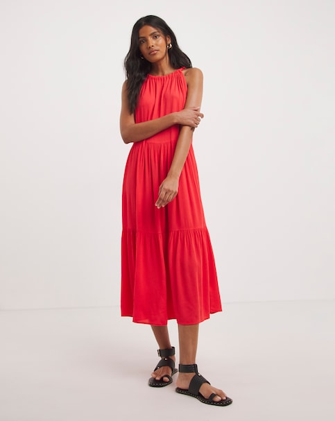 Viscose Crinkle Tiered Cami Dress