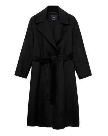 Mango Wool Coat with Tie Waist