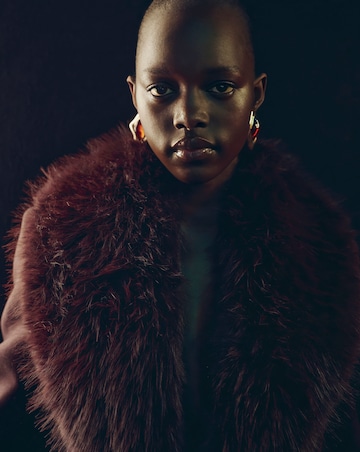 Mango Dark Red Leather Effect Coat