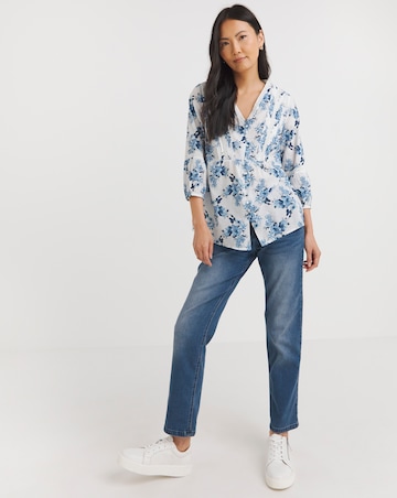 Julipa Lace Trim Pintuck Cotton Blouse
