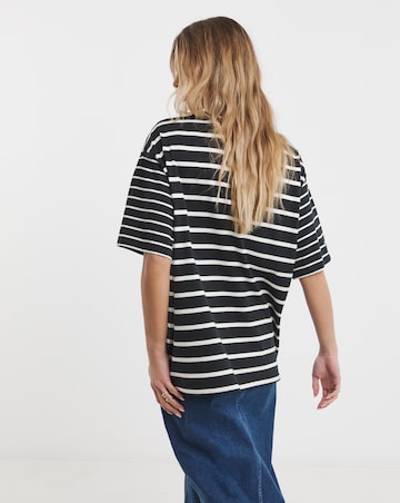 Simply Be Black & Ivory Oversized Slouchy Crew Neck T-Shirt