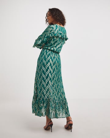 Joanna Hope Foil Print Ruffle Dress