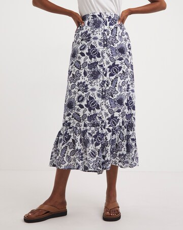 Anise Navy Print Tiered Co-Ord Maxi Skirt