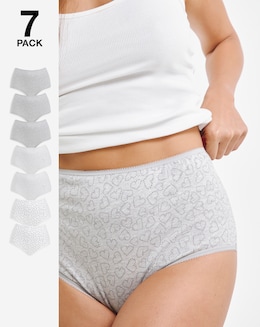 Pretty Secrets (7 Pack) Cotton Full Fit Brief Knickers Heart Print