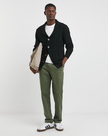 Black Cable Knit Shawl Neck Cardigan