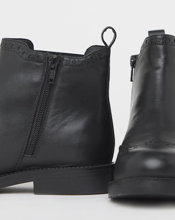 Samanatha Leather Chelsea Boot With Brogue Detailing - Extra Wide Fit (EEE)