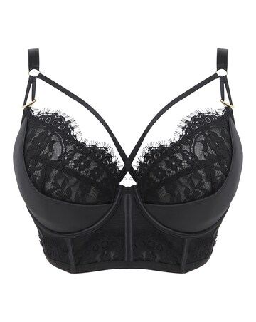Figleaves Adele Satin And Lace Padded Long Line Full Cup Bra B-G