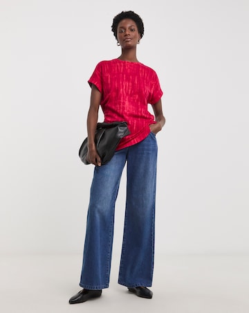 Pure Cotton Longline Short Sleeve Curved Hem Top