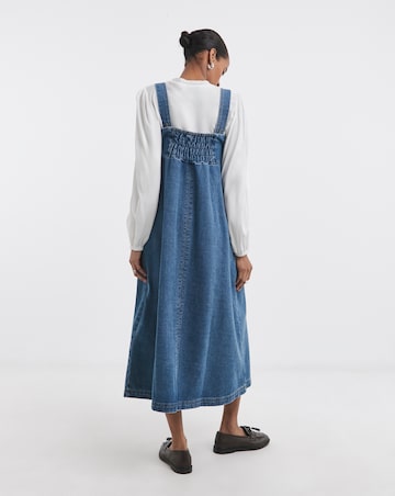 Pure Cotton Mid Blue Denim Apron Dress