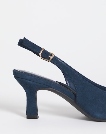 Verona Suede Pointed Toe Slingback Heels - Wide Fit (E)