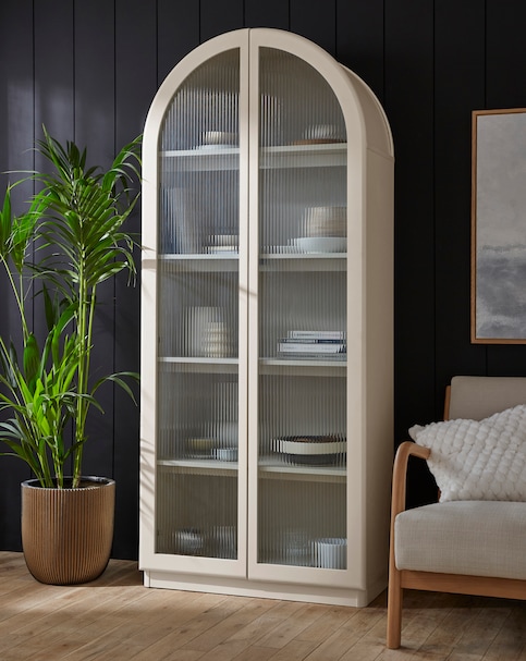 Cranfield Archway Display Cabinet With 2 Cupboards - Cream