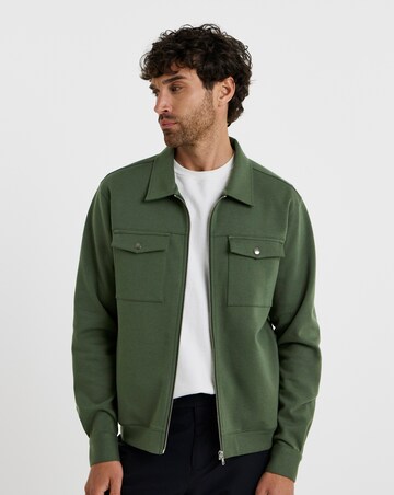 Folio Interlock Zip Shacket-Khaki