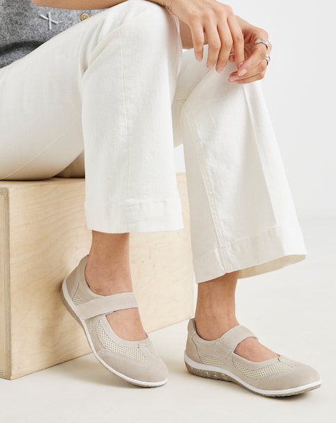 Heavenly Soles Avalon Sporty Mary Jane Suede Trainer - Extra Wide Fit (EEE)