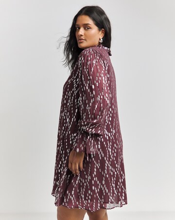 Lovedrobe Purple Frill Neck Swing Dress