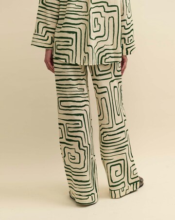 Nobody's Child Linen-blend Green Abstract Trouser