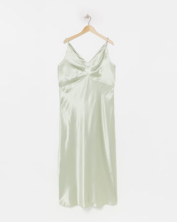 Simply Be Sage Satin Cami Slip Dress