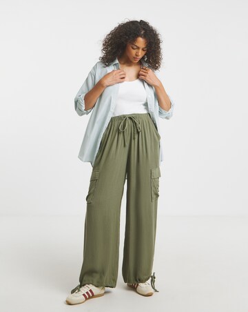 Simply Be Khaki Crinkle Utility Trousers