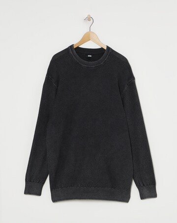 Grey Pigment Dyed Slouch Knitted Jumper