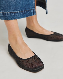 Luminous Embellished Mesh Ballet Flats - Extra Wide Fit (EEE)