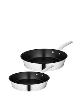 Tower x Good Food Stainless Steel 2 Piece Frying Pan Set