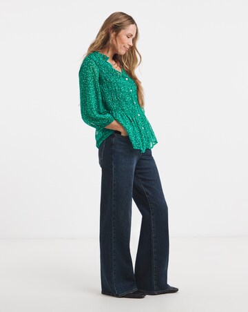 Shirred Button Through Top