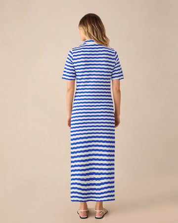 Ro&Zo Blue Stripe Knit Collared Dress
