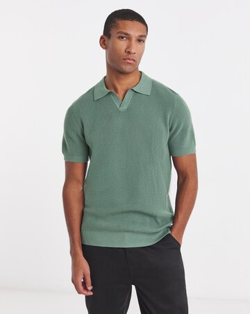 Open Neck Textured Polo